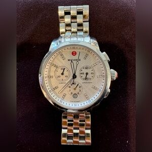 Michele Stainless Steel Diamond Watch